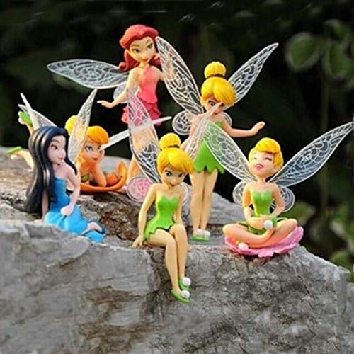 NW 6pcs/set Tinkerbell dolls flying Fairy Adorable tinker bell action dolls flower pretty doll Minifigures toys (Without Original Box)