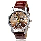 Men Watches,Shinericed New Luxury Fashion Crocodile Faux Leather Band Analog Watch Watches for Mens (Brown)