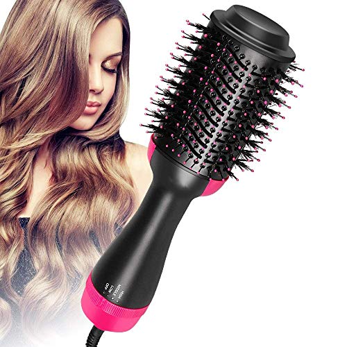 One Step Hair Dryer and Volumizer, RVB Beauty Oval Blower Hair Dryer Salon Hot Air Paddle Styling Brush Negative Ion Generator Hair Straightener Curler Comb for All Hair Types