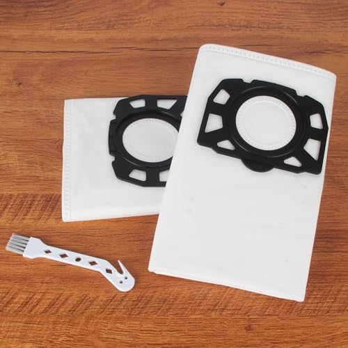 KFI 487 Pack of 12 Vacuum Cleaner Bags for Kärcher WD4/WD5/WD6/WD5P/WD6P/MV4/MV5/MV6, Compatible with Kärcher Vacuum Cleaner 2.863-006.0, with 1 Brush