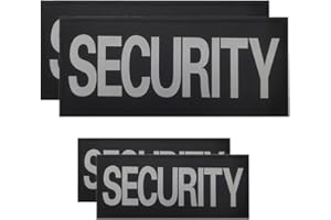 VIOKKO 4Pcs Reflective Security Patches Hook and Loop Durable Fabric Patches with Reflective Printed Letters for Uniforms Ves