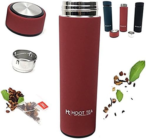 TEA AND FRUIT INFUSER BOTTLE BY HOOT TEA Includes Tea Infuser Bottle + Reusable Tea Bag- Best Gift For TEA LOVERS ON THE GO