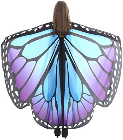 Freeheart Women Butterfly Wings Shawl Scarves Ladies Nymph Pixie Poncho Costume (E)