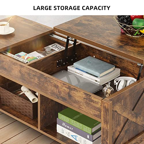 YITAHOME Lift Top Coffee Table with Storage, Rustic Modern Lift
