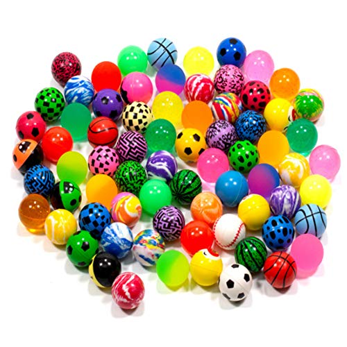 50 Pieces Assorted Colorful Bouncy Balls Bulk Mixed Pattern High Bouncing Balls for Kids Party Favors, Prizes, Birthdays Gift (28 mm)
