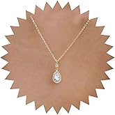 Andelaisi Boho Crystal Rhinestone Choker Necklace Teardrop Crystal Pendant Necklace Gold Rhinestone Necklace Choker Waterdrop Crystal Cz Necklace Chain Jewelry for Women