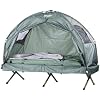 Semptec Urban Survival Technology Campingliege: 4in1-Zelt mit Feldbett, Sommer-Schlafsack und Matratze (Camping Zelt, mit Liege, Stelzen 4 Personen)