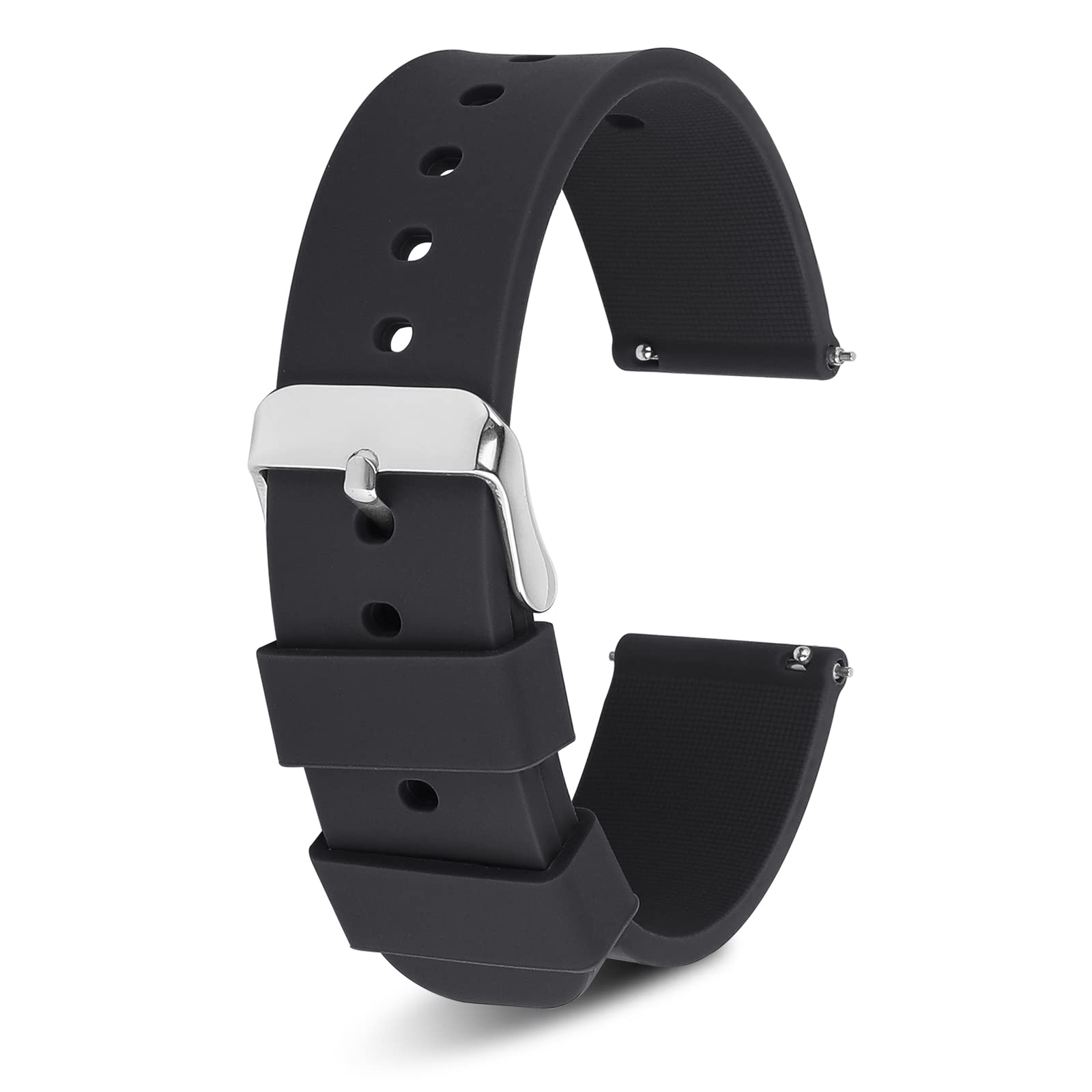 cobee Silicone Watch Bands 18mm 20mm 22mm Quick Release Replacement Watchbands Straps with Stainless Steel Buckle Soft Rubber Watch Band for Men