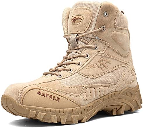FKMI Mens Hiking Boots Military Tactical Combat Boots Womens Trekking Shoes with Side Zip High Top Walking Climbing Sneakers