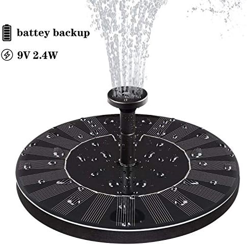 Solar Fountain ,Solar Fountain Pump for Bird Bath with Battery Backup, 9V 2.4W, Latest Solar Panel Kit Water Pump ,Water Fountain Pump with 4 Different Spray Pattern Heads for Pond, Pool, Garden, Fish