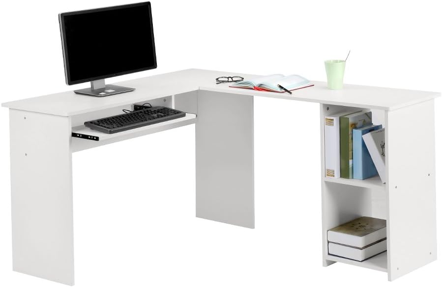 LANGRIA Large LShaped Computer Desk with Sliding Keyboard Tray and 2