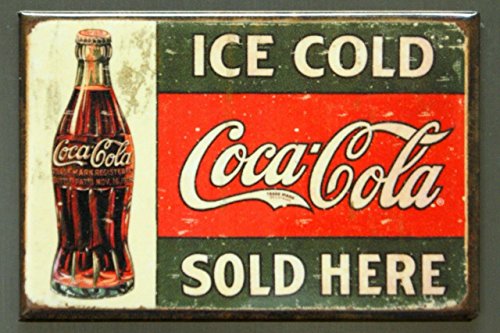 (2x3) Ice Cold Coca Cola Sold Here 1916 Coke Bottle Distressed Retro Vintage Locker Refrigerator Magnet