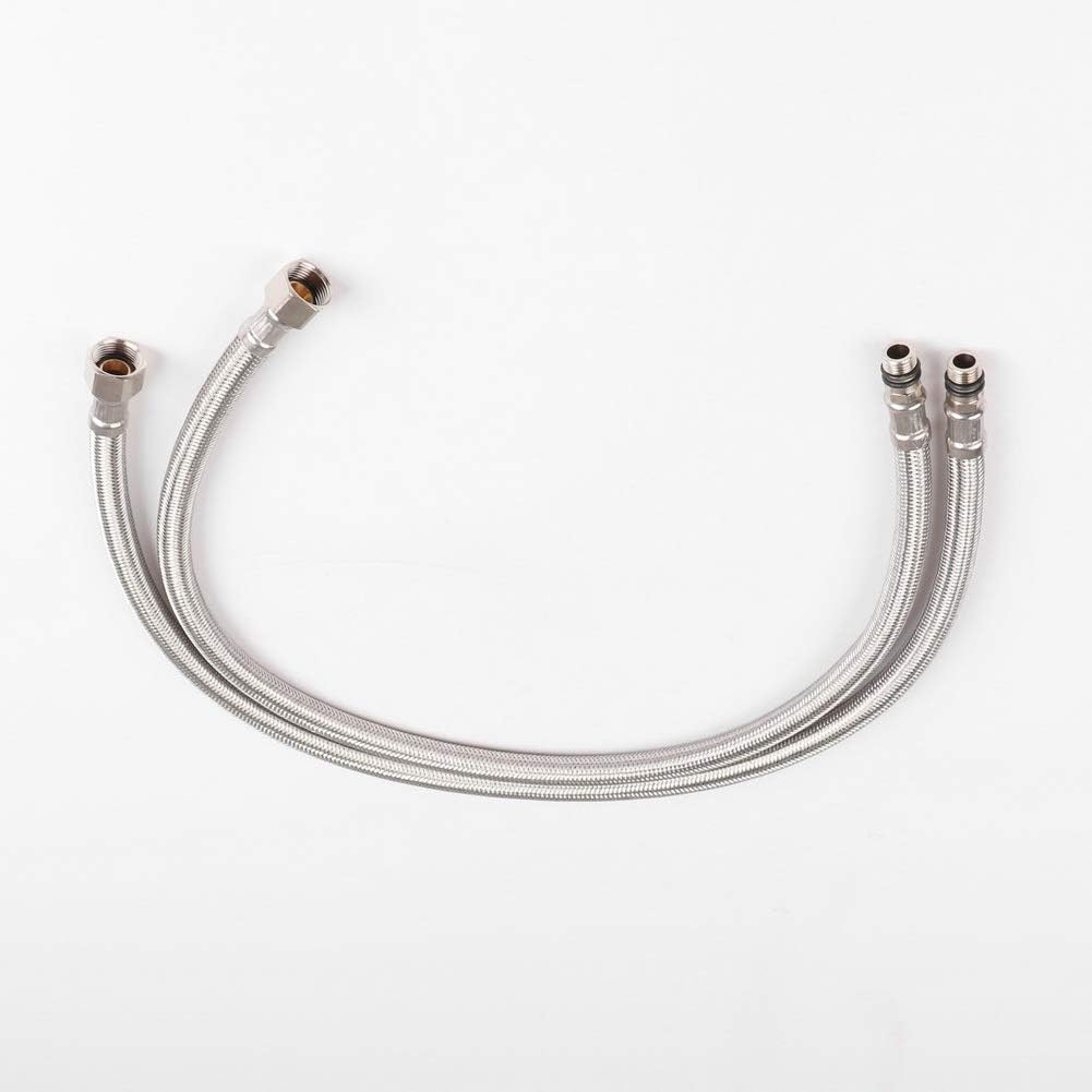 Goodyo Replacement 24 Inch Long Faucet Connector Braided Stainless Steel Supply Hose 3/8 Inch Female Compression Thread x M10 Male Connector, x 2 Pcs (1 Pair)