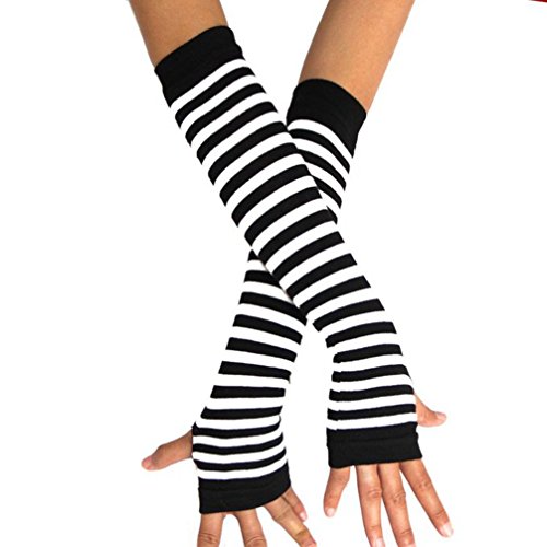 Kearia Women Winter Hand Arm Crochet Knit Braided Wool Fingerless Warm Gloves