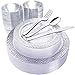 180pcs Silver Plastic Plates, Silver Plastic Silverware, Silver Rim Cups, Include 30 Dinner Plates, 30 Salad Plates, 30 Silver Cups, 30 Silver Knives, 30 Silver Forks, 30 Silver Spoons