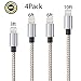 iPhone Charger, 4-Pack 3Ft 6Ft 6Ft 10Ft Mingu, Nylon Braided Cord Lightning Cable to USB Charging Cable for iPhone 7 7 Plus 6s 6 5s 5c 5 SE, iPad Pro, Air, mini, iPod - Gold & Grey