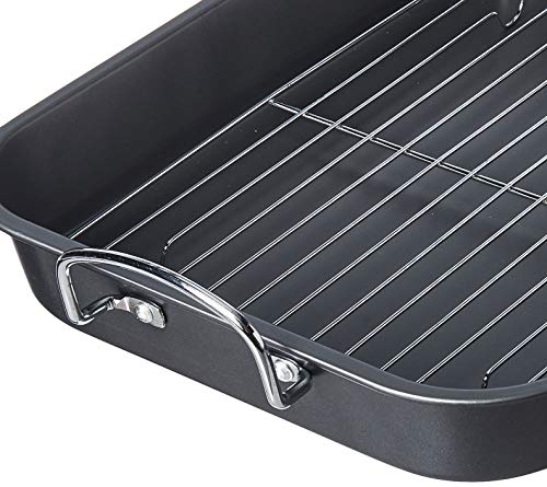 LE REGALO HW1223 Roasting Pan Set with Rack, Moderate, Black - Thumbnail 4