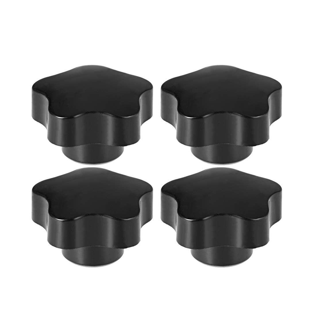 sourcing map Star Knobs Grip Handle M10 Diameter Brass Insert Female Thread Set of 4 Black