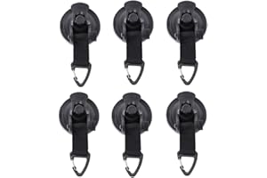 QRZLP 6 Pcs Heavy Duty Suction Cup, Portable Car Mounted Outdoor Tent Suction Cup Hook Tie Down Strong Suction Cup for Awning Boat Camping Car Side Awning.