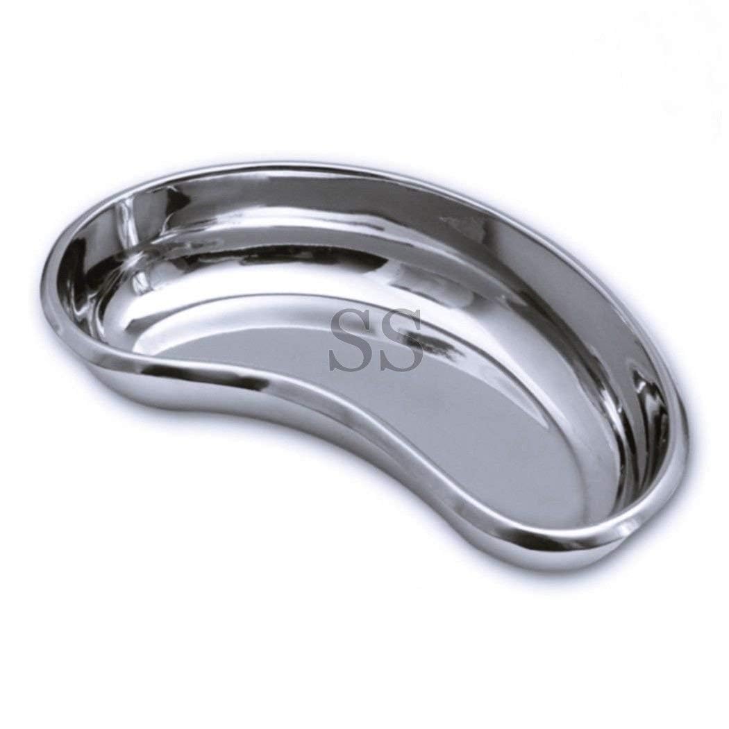 SS Surgical Kidney Dish Curved Shape 6" Dish Basin Stainless Steel Tray for Medical, Dentistry, Veterinary Lab Use