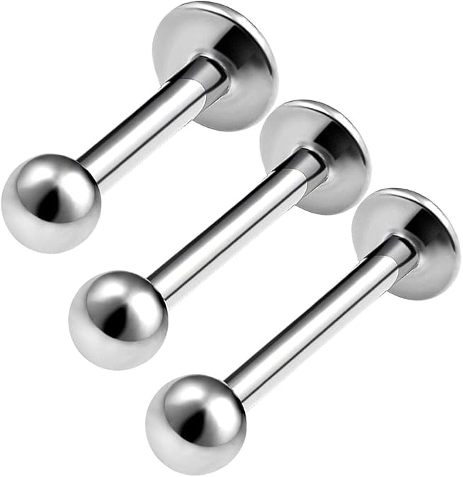 3PCS Surgical Steel Monroe Labret 14 Gauge 6mm