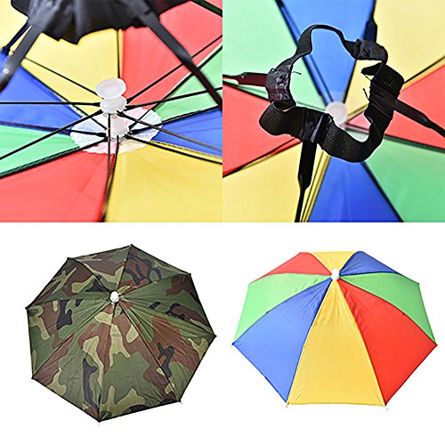 potato001 Adjustable Headband Sun Rain Outdoor Sport Foldable Fishing Umbrella Hat Cap (Multicolor) - Thumbnail 2