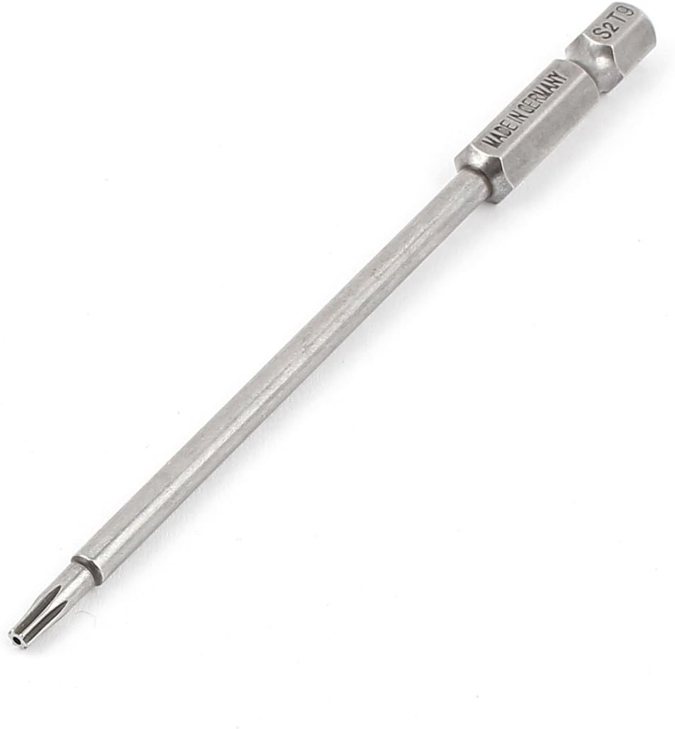 sourcing map 100mm Long 1/4" Hex Shank T9 Magnetic Torx Security Screwdriver Bits, H1/4*100mm*T9 pcs