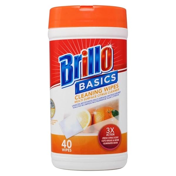 BRILLO BASICS MULTI SURFACE CITRUS CLEANING WIPES ORANGE 40 COUNT