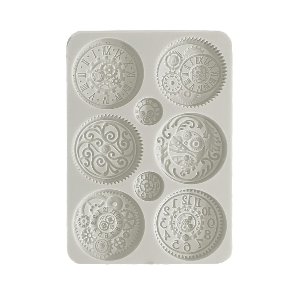 Stamperia - Silicone Mould A5 for Scrapbooking, Bullet Journals and More, Clocks, Non-Stick Surface, Suitable for Air-Dry Clay, Resin, and More, Perfect for Crafts and Gifting (Brocante Antiques)