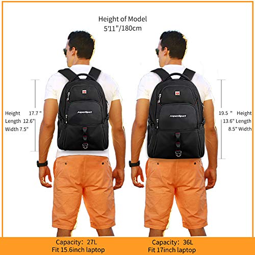 ASPENSPORT Laptop Backpack Fit 15.6 Inch Notebook Durable College School Students Book Bag with Sternum Strap Water Repellent Travel Computer Bag 28L with Luggage Strap Navy