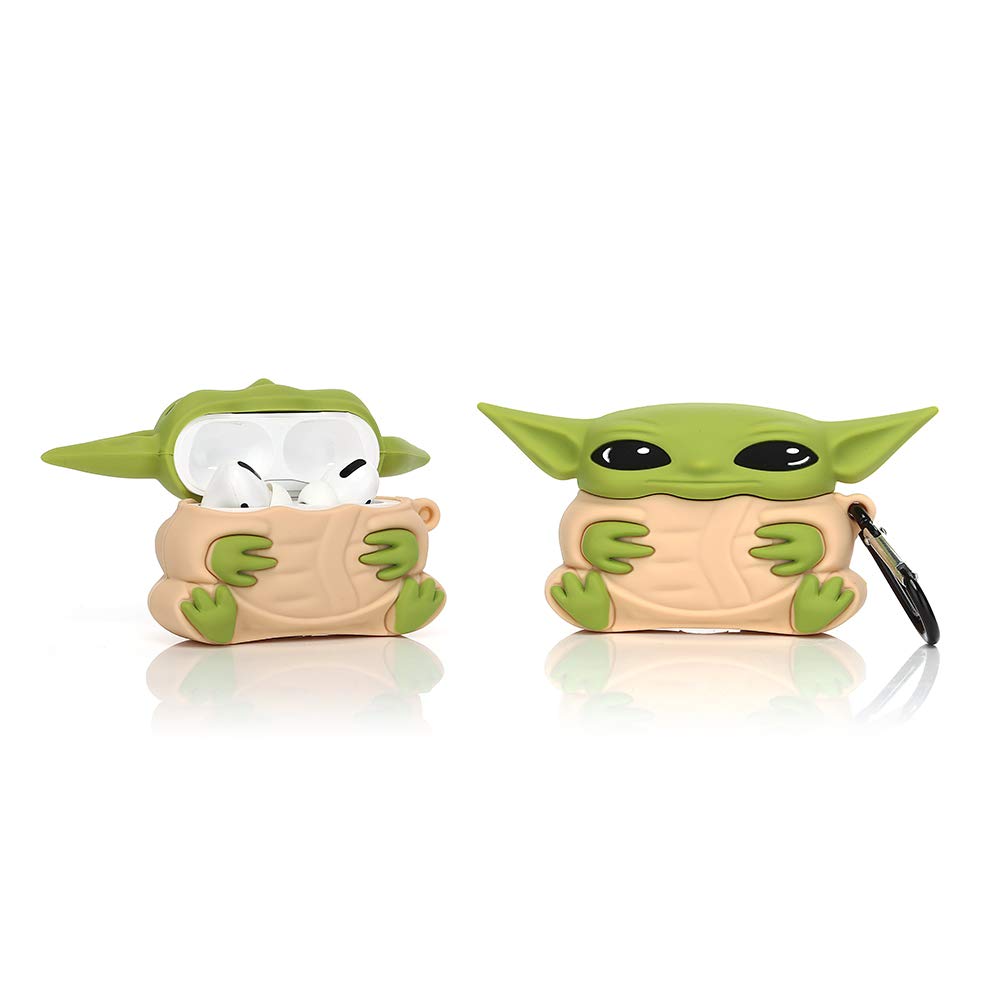 YIGEYI Silicone Case Compatible with Airpods Pro Funny Cute 3D Cartoon Cover [Yoda Baby] (Yellow)