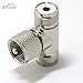 Ancable UHF PL-259 Male to 2 UHF PL-259 Female Triple T Shape RF Coaxial Splitter Adapter Connector for CB Ham Radio Antenna Pack of 2