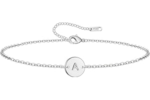 OVIAN Personalized Initial Bracelet for Women, Stainless Steel Letters Bracelet Delicate Coin Dainty Disc Alphabet Charm Bracelet Monogram Name Bracelet