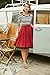 1950's Style Retro Striped Midi Dress Scoop Neck Red Size M BP316-3