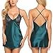 Avidlove Women Lingerie V Neck Nightwear Sexy Satin Sleepwear Lace Chemise Mini Teddy (Medium, Dark Green)