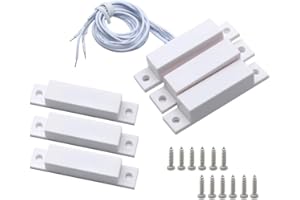 Augiimor 3Sets MC-32 Door Window Magnetic Switch Alarm Magnetic Reed Switch Security System Anti NC Normally Close Door Sensor for Window Sensor