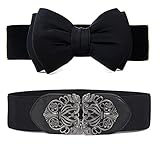 2 Pack Womens Vintage Wide Elastic Stretch Waist Belt Retro Cinch Belt