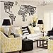 KiKi Monkey World Map in Country Names Vinyl Wall Decal for Living Room Decor