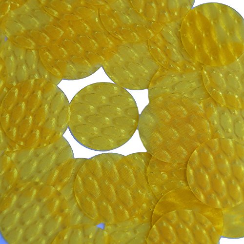 3D Yellow Round 30mm Dimensional Reflector Sequin Paillettes. Made in USA. Loose sequins for display, accents, applique, arts, crafts, and embellishment.