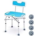 HEAO Heavy Duty Shower Chair with Back 500lb, Padded Bath Chair Seat with Extra Replacement Tips, Anti-Slip Tool-Free Shower Bench Bathtub Stool for Elderly, Senior, Handicap