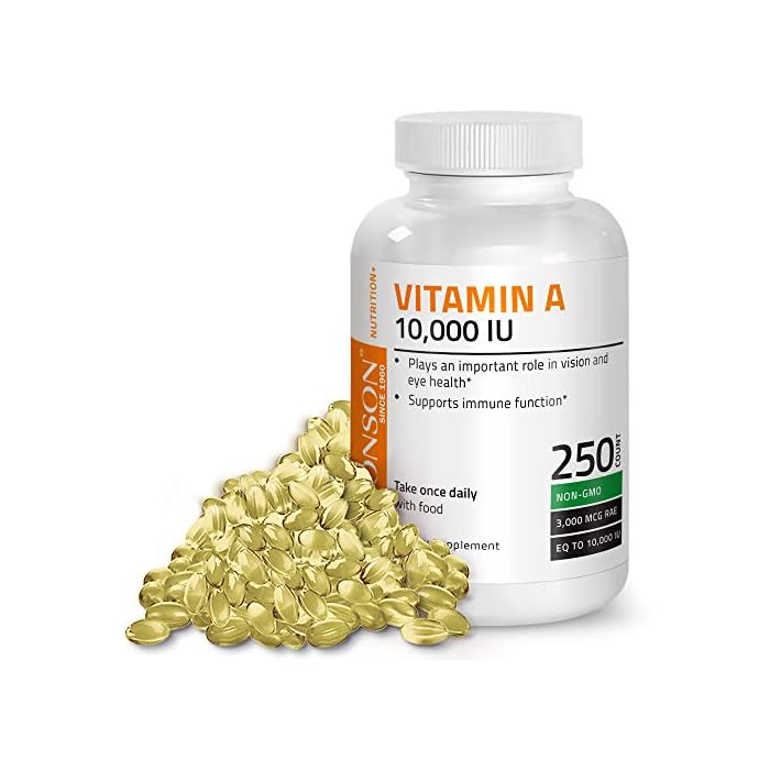 Bronson Vitamin A 10,000 IU Premium Non-GMO Formula Supports Healthy Vision & Immune System and Healthy Growth…
