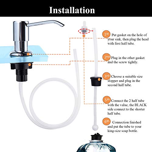 Soap Dispenser for Kitchen Sink, Chrome Countertop Water Pump with