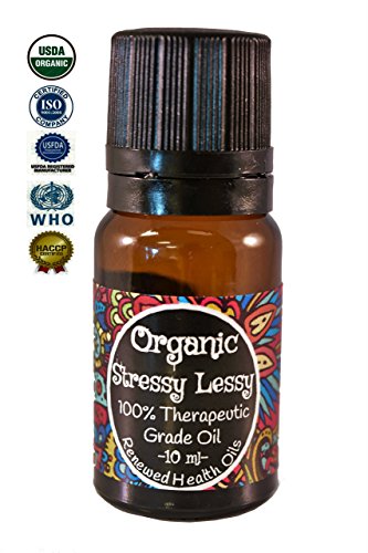 Organic Stress Relief Essential Oil Blend Stressy Lessy 10ml 100% Therapeutic Grade Essential Oil Lemon Orange Clary Sage Ylang Ylang Premium Quality Undiluted Aromatherapy Diffuse