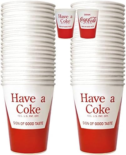 (Set of 2) Coca-Cola Paper Cups Refill 24 Pack Different Coke Designs Each Side