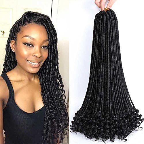 lifabeauty 18 Inch 6 packs faux locs crochet hair loose curly wand curl dreadlocs synthetic hair extension 24 strands/pack (Black)