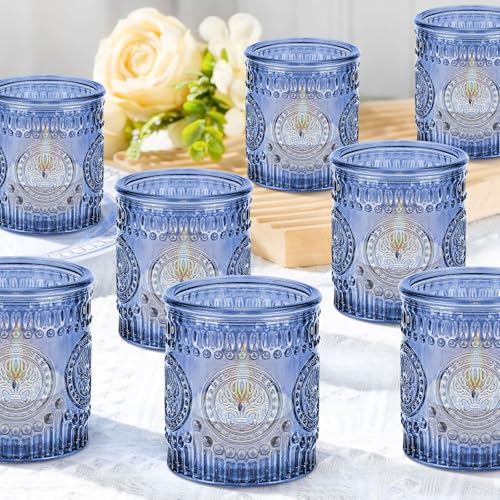 Lanttu Blue Votive Candle Holder Set of 36, Flower Tea Lights Candles Holders for Wedding Table Centerpieces, Birthday Parties, Home Decor, Bridal Shower and Holiday Decorations