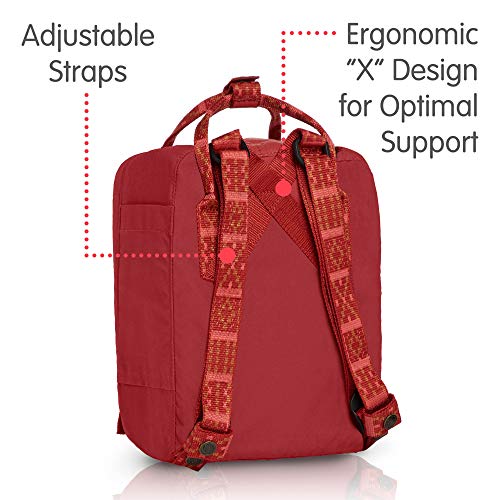 kanken mini deep red folk pattern