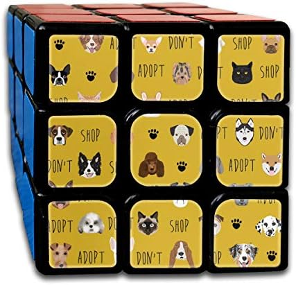 vintage cap Adopt Don't Shop - Pet Adoption Adopt A Dog, Adopt A Cat, Cat, Dog - Yellow Customized Speed Cube 3x3 Smooth Magic Cube Puzzle Game Brain Training Game for Adults Kids