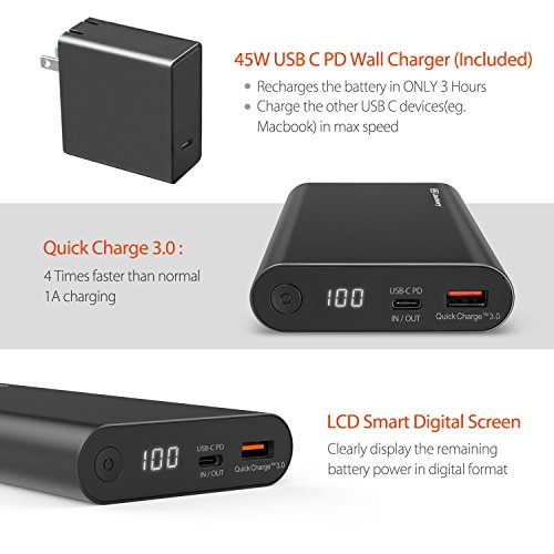 USB C 45W Portable Charger, Jackery Titan X 20800mAh PD Power Bank