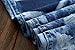 Men's Ripped Badges Slim Fit Jeans Blue A161 40